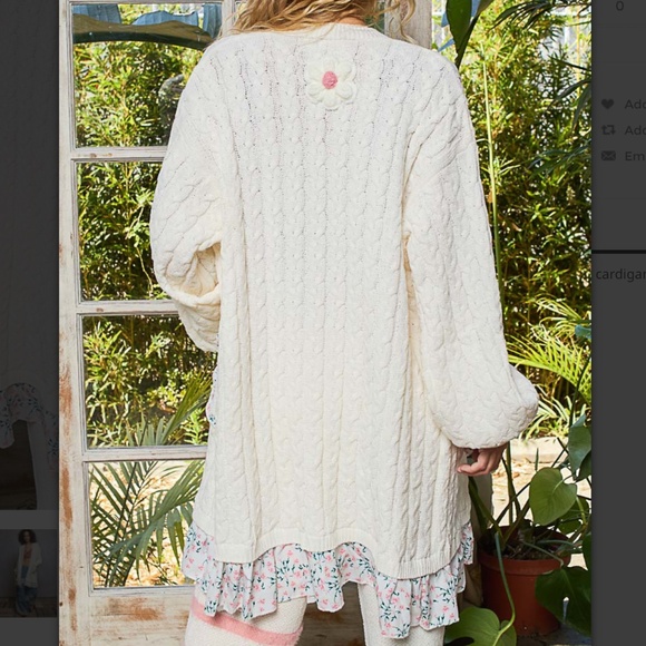 Pol “ Brea ” POL Long Sleeve Chenille Cardigan with Floral Print Contrast - Picture 5 of 7